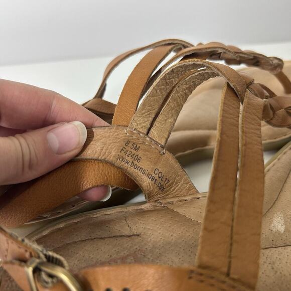 Born Lake Sandal Women’s 8.5 M Brown Braided Leather Strap Cushioned Buckle - Picture 8 of 8